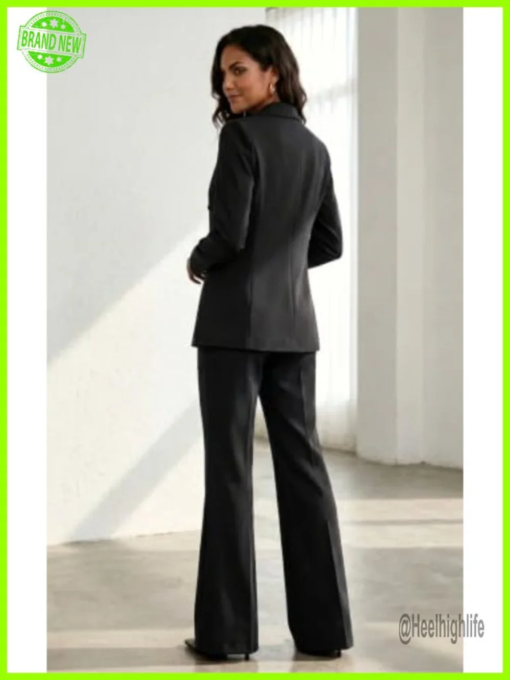 Two Piece Suit Set Business Casual Blazer Pantsuit Office Work Outfit